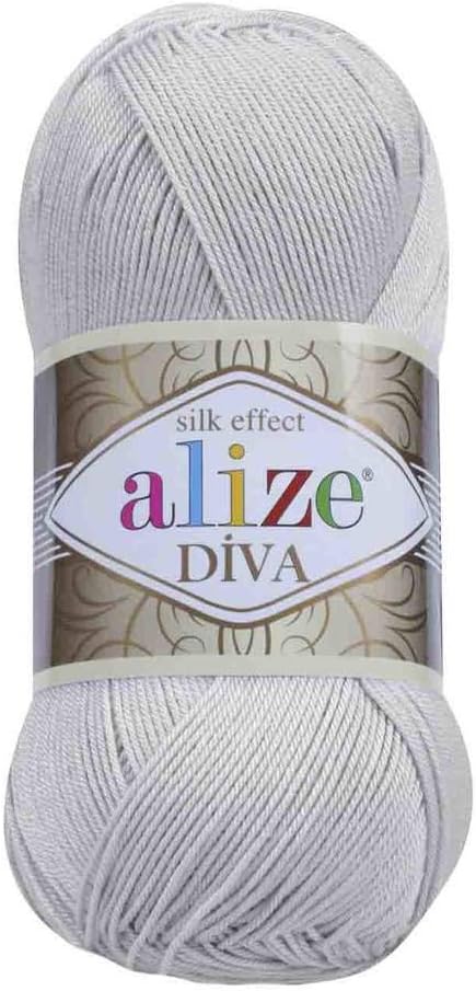 Alize Diva Silk Yarn Microfiber Acrylic Sport Weight Yarn Lightweight & Soft Yarn for Crocheting & Knitting Scarves, Clothes & Crafts 1 Skein 100g...
