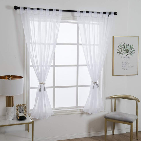 ZebraSmile 1 Panel Tab Top Voile Sheer Curtain Loop Sheers for Living Room Divide Drape Bedroom Small Window Drape White 69(H) X55(W) in...