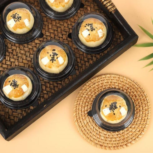 Hewnda 50 Pack 2 Inch Clear plastic mini cake box muffins box cookies cookies muffins dome box wedding birthday gift box(Black)...