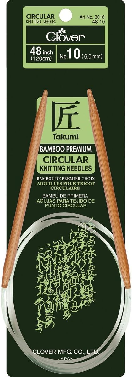 Clover Takumi Bamboo Circular 48-Inch Knitting Needles, Size 10...