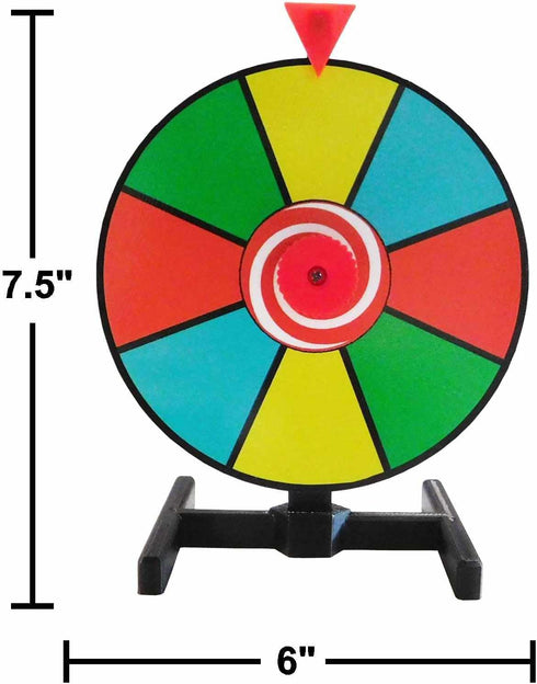 Miniature 6 Inch Dry Erase Spinning Prize Wheel with Desktop Stand...