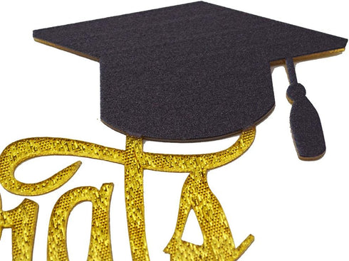 Congrats Grad Cake Topper 2025 Graduation Cake Topper Grad Party Decorations (Gold&Black)...