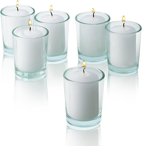 Bulk Pack of 72 White Votive Candles - Box of 72 Unscented Bulk Candles - 15 Hour Burn Time - for Weddings, Restaurants, Parties, Spa and Decorati...