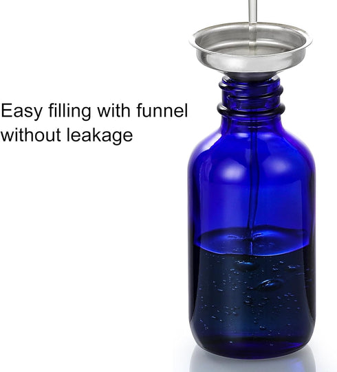 AOZITA 4 Pack, 2 oz Dropper Bottles with 1 Funnel & 4 Labels - 60ml Thick Dark Blue Glass Tincture Bottles with Eye Droppers - Leakproof Essential...