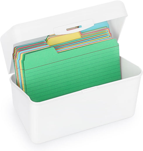 BTSKY 1 Pack 4 x 6 inch Index Card Box - Index Card Holder Notecard Box Recipe Card Box Plastic Storage Organizer for Filling Index Cards , Note c...