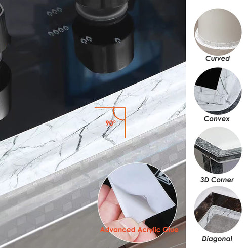 Kitchen & Bath Tape Caulk Strip 10.5 Ft *1.5 Inch Self Adhesive Waterproof Caulking Sealing Tape, Decorative Sealant Trim for Kitchen Sink Toilet ...