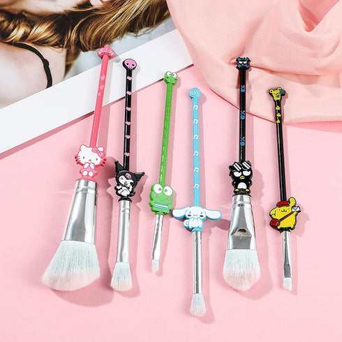 Marie Cartoon Cat Makeup Brushes - 5pcs Cute Animal Designed Soft Pink Makeup Brushes Set, Professional Cosmetic Tool Kit Pink Drawstring Bag Incl...