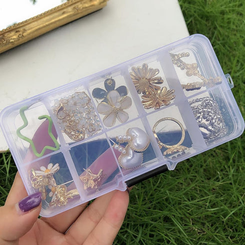 4 Pcs 10 Grids Removable Plastic Jewelry Boxes Clear Bead Storage Boxes Small Item Organizer Boxes Adjustable Divider Boxes Containers for Craft W...