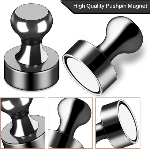 LOVIMAG 30Pcs Fridge Magnets Small Refrigerator Magnets, Black Neodymium Magnets for Whiteboard Strong Fridge Magnets Adult, Push Pin Magnets for ...