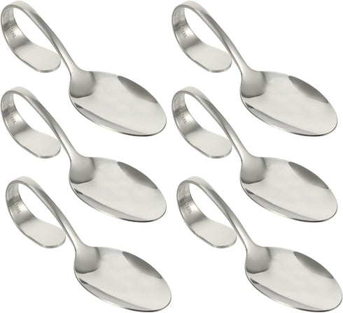 Hemoton 6pcs Bent Spoon Curved Handle Spoons Stainless Steel Salad Spoon Serving Spoons Canape Spoons Multipurpose Spoon Buffet Spoons (Silver)...