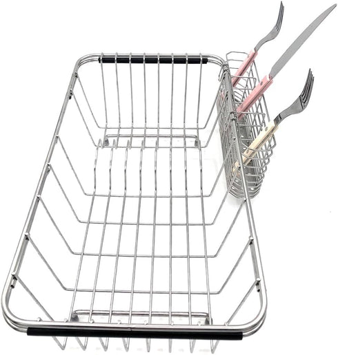Cutlery Holder,Silverware Organizer and Drying Rack Stainless Steel Cutlery Rack with Hook Drying Rack,3 Compartments,Rust-Proof,No Drilling...