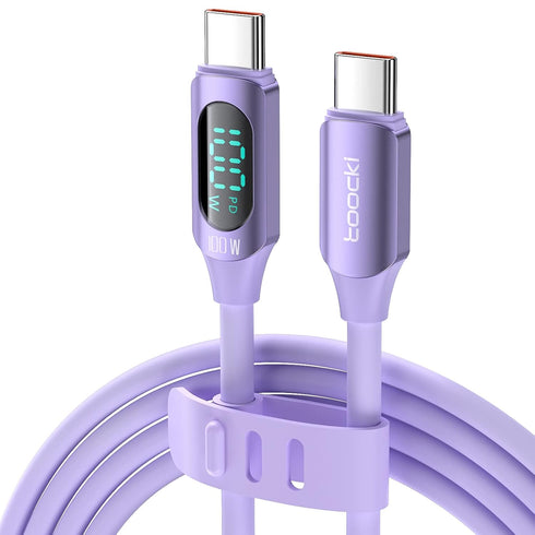 100W USB C to USB C Cable 5A 6.6ft Type C to Type C Cable with LED Display Silicones USB C Charger Cable for Samsung Galaxy S24 S23 S22 S21 A55 A4...