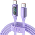 100W USB C to USB C Cable 5A 6.6ft Type C to Type C Cable with LED Display Silicones USB C Charger Cable for Samsung Galaxy S24 S23 S22 S21 A55 A4...