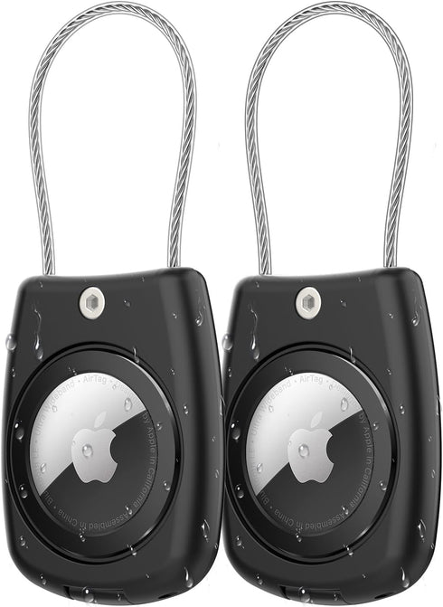 HATALKIN Compatible with Apple AirTag Holder, 2 Pack IPX8 Waterproof AirTag Secure Holder with Wire Cable Air Tag Lock Keychain Key Ring Holder Ca...