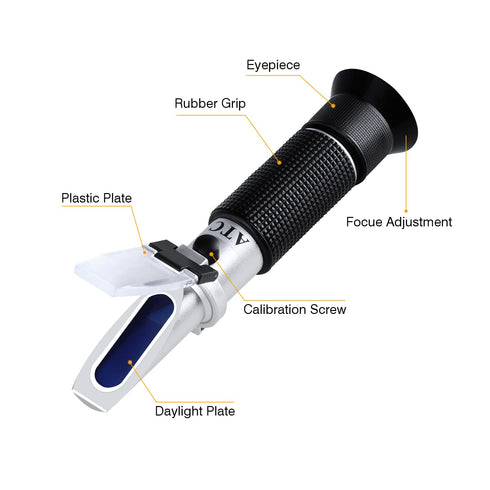 Brix Refractometer with ATC, Handheld Brix Meter Hydrometer 0-32% Portable Brix Reader Tester for Measuring Sugar Content in Fruit, Saccharimeter ...