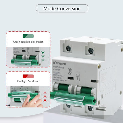 Miniature Circuit Breaker 500V DC circuit breaker 2Pole 100Amp smart circuit breaker DIN Rail Mount for Marine power systems,solar photovoltaic sy...