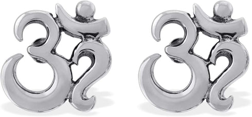 Boma Jewelry Sterling Silver Om Spiritual Symbol Stud Earrings...
