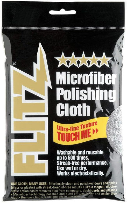 Flitz Premium Microfiber Polishing Cloth (400 GSM) - 16" x 16" USA-Made Grey Lint Free Microfiber Cleaning Cloth - Washable and Ultra Absorbent Mi...