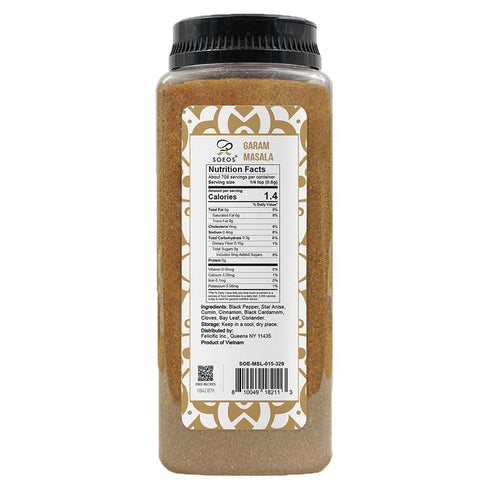 Soeos Garam Masala, 15 oz (425g), Garam Masala Powder, Indian 8-Spice Blend, Salt-No, Vegan, No Colors, Gluten Friendly, Non-GMO, Masala Seasoning...