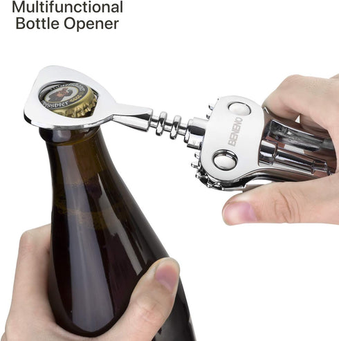 Beneno Wine Opener, Zinc Alloy Premium Wing Corkscrew with Multifunctional Bottles Opener, Sharp Wine Corkscrew with Ergonomic Non-Slip Wing Handl...