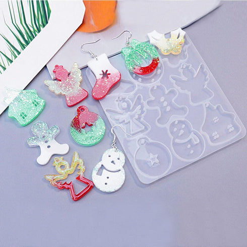 Christmas Resin Earring Molds Christmas Tree Elk Snowflake Earring Resin Molds Christmas Silicone Molds for Resin Crafts Resin Jewelry Making Kit ...