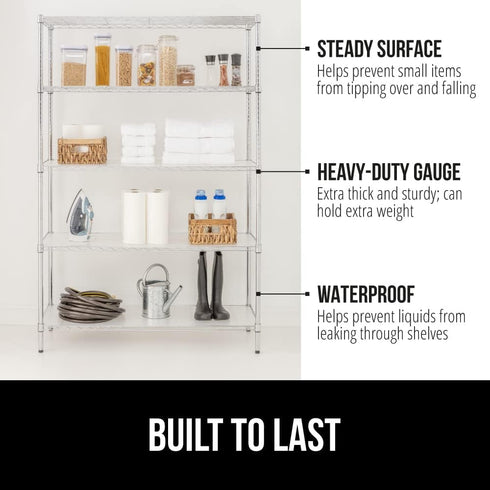 GORILLA GRIP ShelfGuard Wire Shelf Liner Compatible with Amazon Basics Shelving Unit, Set of 3 Waterproof Liners for Organizing Metal Rack Shelves...