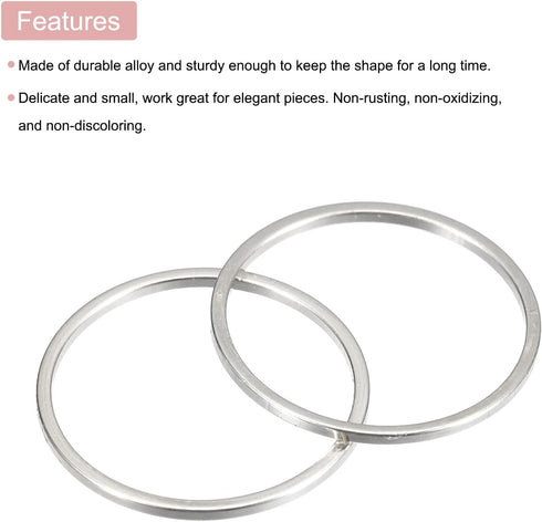 MECCANIXITY Round Earring Beading Hoop Rings, Circle Open Bezel Linking Ring 12mm/ 0.47" Silver Tone Earring Finding Link Ring for Jewelry Making,...