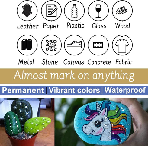 Paint Pens Paint Markers - Yellow Permanent Markers 8 Pack, Oil Based Waterproof Quick Dry Medium Tip Marker Pen for Metal, Wood, Fabric, Plastic,...