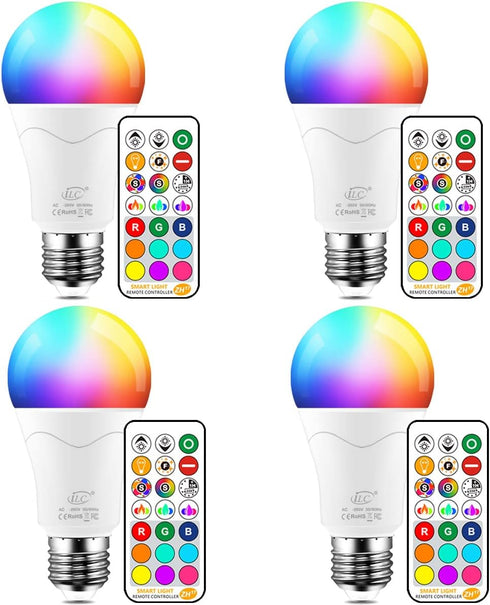 ILC LED Light Bulb 85W Equivalent, Color Changing Light Bulbs 2700K Warm White, Remote Control RGB 6 Modes, Timing, Sync, Dimmable E26 Screw Base ...
