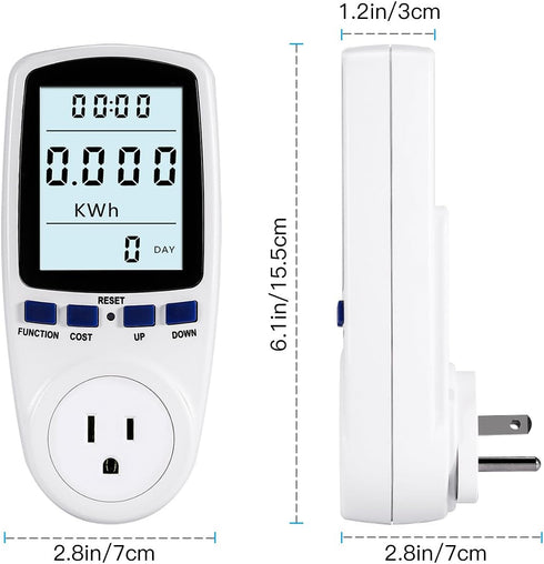 US Plug Multi Functional Power Meter with Backlight Monitor, Voltage Electricity Power Measurement Socket Outlet, Home Tools Kits...