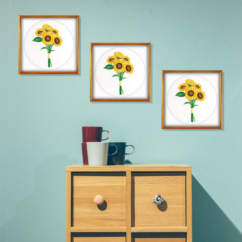 MWOOT 3D Cross Stitch Stamped Embroidery Starter Kit, Easy Embroidery with Sunflower Bouquet Pattern, Handmade Sewing Craft Kit for Adults Beginne...