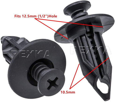 Rexka 20pcs Bumper Cover Retainer Clips 12mm Push Pin Compatible with Chrysler 6502625 07-18 Jeep Wrangler & Wrangler Unlimited JK Dodge Dakota Du...