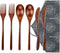 Wooden Spoon Fork Knife Eating Flatware Set Portable Utensil Set with Case, Reusable Wooden Cutlery Travel Utensils Set, 2 Spoons and 2 Forks and ...