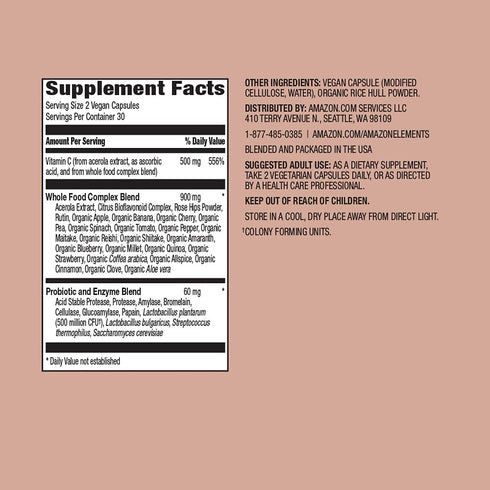 Amazon Elements Whole Food Vitamin C, 60 capsules...