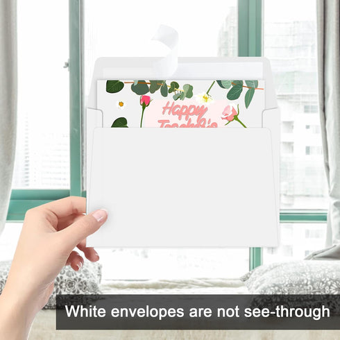 50 Packs of White 4X6 Envelopes for Invitation, A6 White Envelopes Self Seal for Cards, Photos, Wedding, Birthday, Party, Babay Shower...