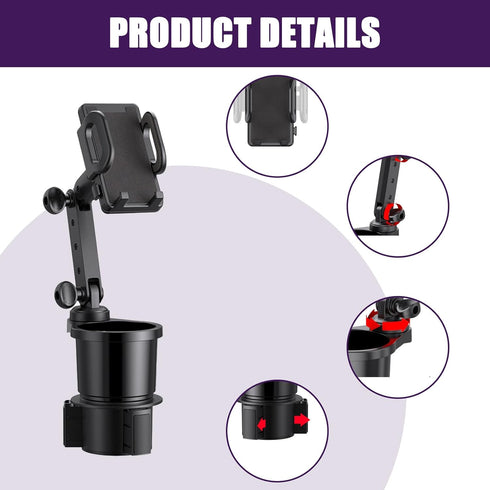 Ajxn 1 PC Car Cup Holder Phone Mount, Universal Adjustable Cup Holder Cradle, Universal Auto Cell Phone Stand, 2-in-1 Car Cup Phone Holder, for Mo...