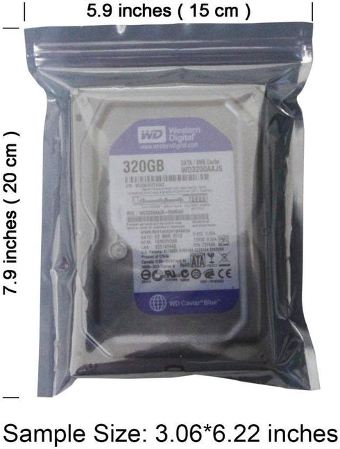 50Pcs Antistatic Resealable Bag 15X20cm/5.9X7.9inch, Premium Anti Static Bag for SSD HDD and Other Electronic Devices...