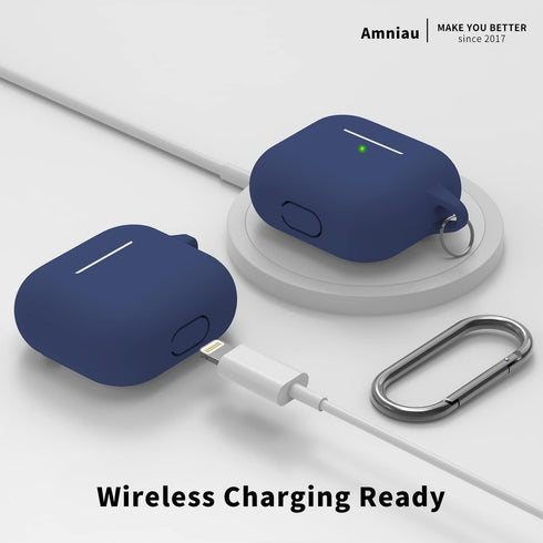 Compatible with AirPods 3rd Generation Case(2021), Full-Body Protective Silicone Case with Keychain Compatible with AirPods 3 Charging Case[LED Vi...