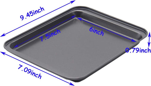 Small Baking Sheet Nonstick 9.45 X 7.09 Inch (Inner 7.5x6), 8 Inch Mini Cookie Tray Toaster Conventional Oven Pan No Warp No Rust Magnetic Bakewar...