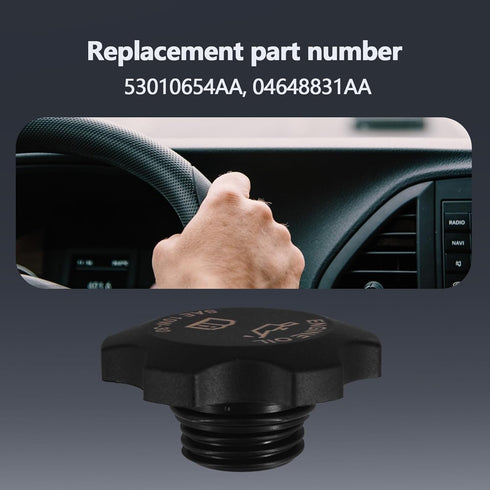Engine Oil Filler Cap Fits for Wrangler Grand Cherokee Liberty, Chrysler, Dodge, Plymouth, Replaces 53010654AA, 04648831AA, Oil Filler Cap...