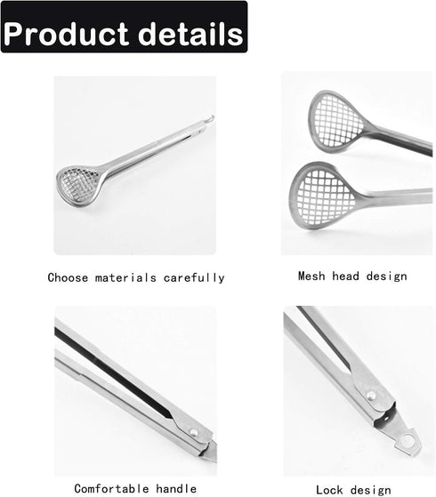 L/V Stainless Steel Kitchen Tongs, Kitchen Small Salad Cooking Tongs, Adjustable Range Cooking Barbecue Meat Food Tongs, Multifunction Locking Ton...