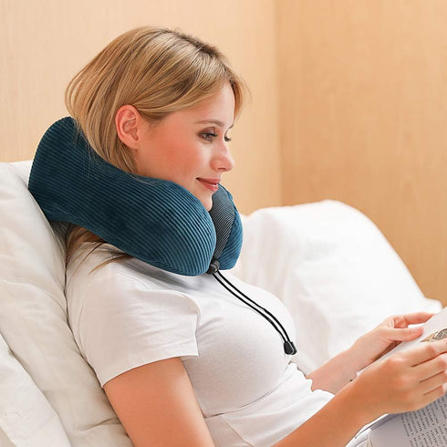 Memory Foam Neck Pillow with 360-Degree Head Support Lightweight Comfortable Travel Airplane Pillow with Storage Bag for Sleeping, Traveling,Car, ...