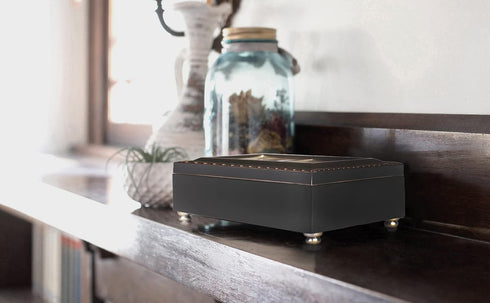 Cottage Garden First Communion God Beside You Matte Black Rope Trim Petite Music Box Plays Handel's Hallelujah...