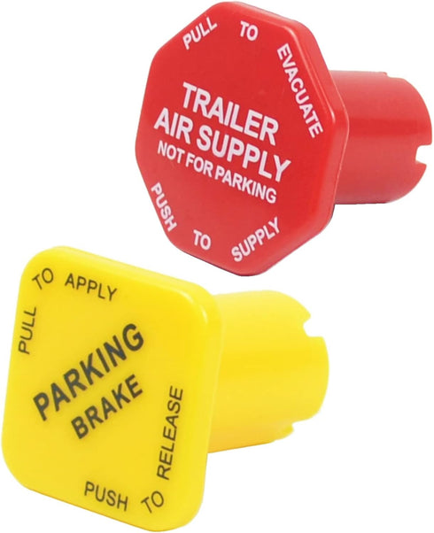 Parking Brake and Trailer Air Supply Mv-3 Knob Yellow & Red Fit for Peterbilt Kenworth Volvo Western Star Truck Replace Bendix 298818 298817...