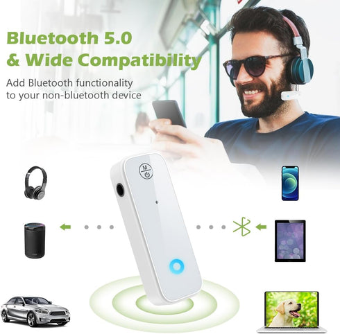 KeeKit Bluetooth 5.0 Receiver, AUX Bluetooth Adapter for Car, Home Stereo, Long Battery Life, Supports Hands Free Calls for Car, Headphones, Speak...