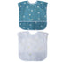 Little Dimsum Toddler Feeding Smocks Baby Waterproof Bib with Crumb Catcher Pocket Short Sleeve Adjustable Baby Bib, Pack of 2 Colors Flower Sets...