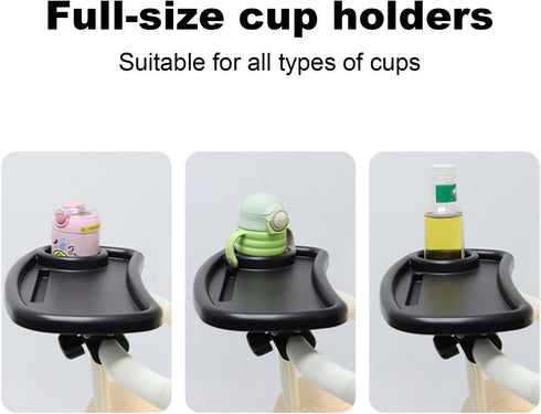 Stroller Snack Tray with Stroller Cup Holder and Phone Holder?3 in 1 Universal Stroller Snack Tray and 2 Stroller Hooks?Removable Clip Hook Stroll...