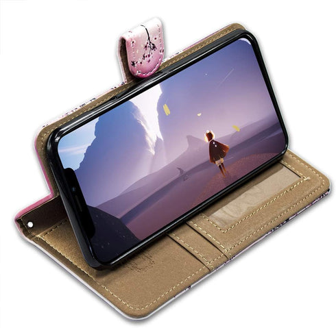 Case for Samsung Galaxy A20/Galaxy A30, Dream Catcher Flower Space Folio Leather Case Cover with Credit Card Slot ID Card Holder Kickstand for Gal...