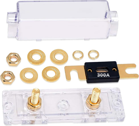 TopstrongGear Solid Brass 0/2/4 Gauge 300Amp ANL Fuse Holder with 300Amp Fuses(2 Pack) (300 Amp)...