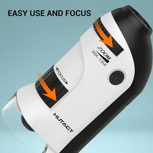 HUTACT Pocket Microscope for Kids, 60X-135X Mini Portable Microscope with 5 Microscope Slides, Handheld Microscope for Children Students...